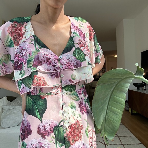 Floral Pink and Green Dress - Picture 3 of 4
